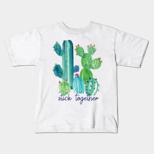 Stick Together Watercolor Cacti Kids T-Shirt